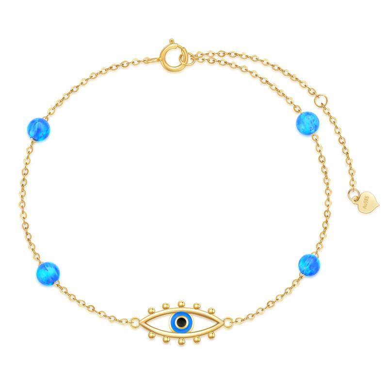 Pulsera de oro de 14 quilates Opal Evil Eye Pendant-1