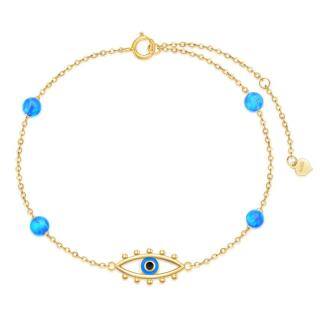 10K Gold Opal Evil Eye Charm Bracelet-51