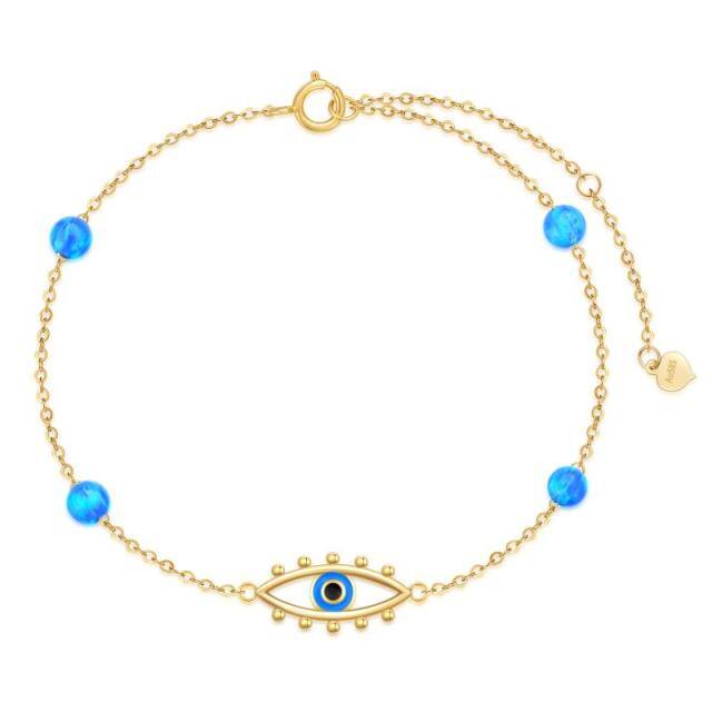 14K Gold Opal Evil Eye Pendant Bracelet-5