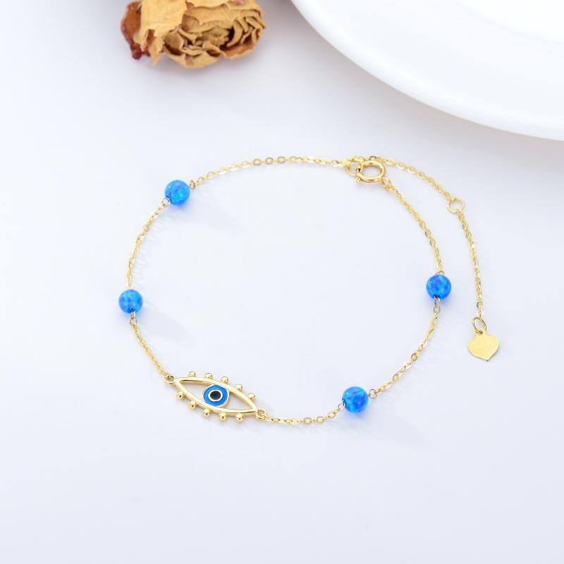 Pulsera de oro de 14 quilates Opal Evil Eye Pendant-4