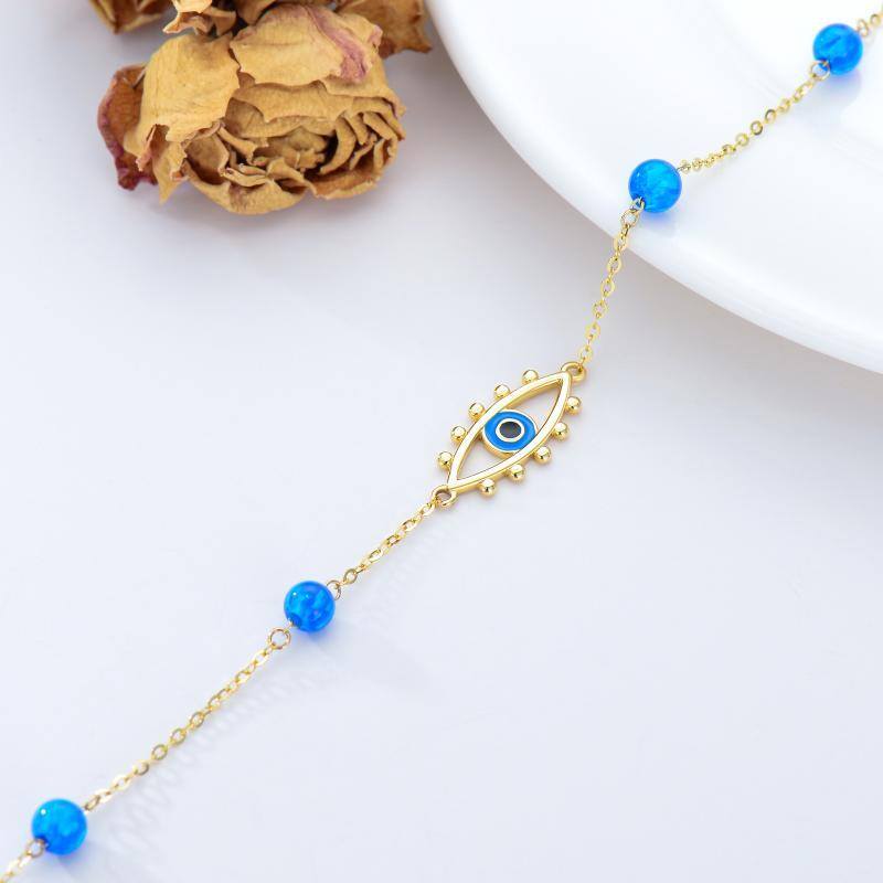 Pulsera de oro de 14 quilates Opal Evil Eye Pendant-5