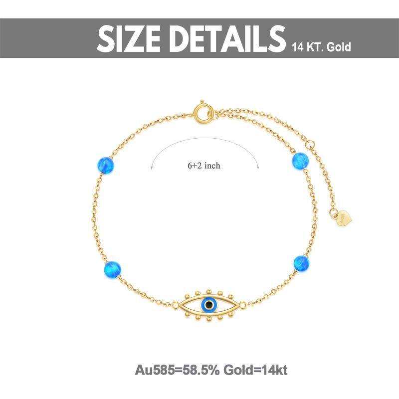 Pulsera de oro de 14 quilates Opal Evil Eye Pendant-6