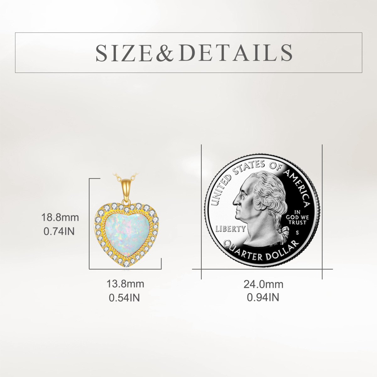 18K Gold Cubic Zirconia & Opal Heart Pendant Necklace-5