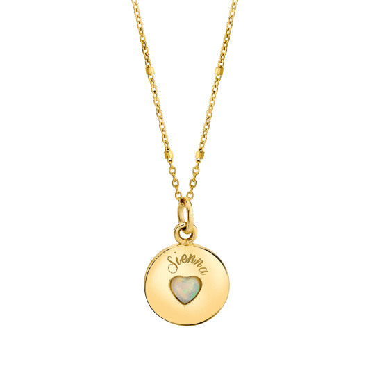 10K Gold Opal Heart & Round Pendant Necklace