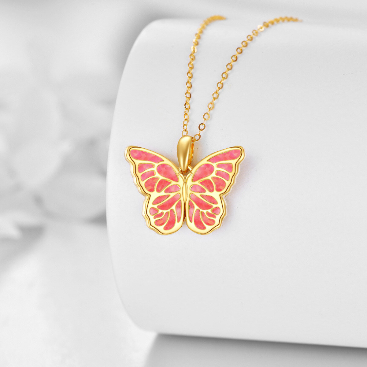 14K gouden opaal holle vlinderhanger ketting-3