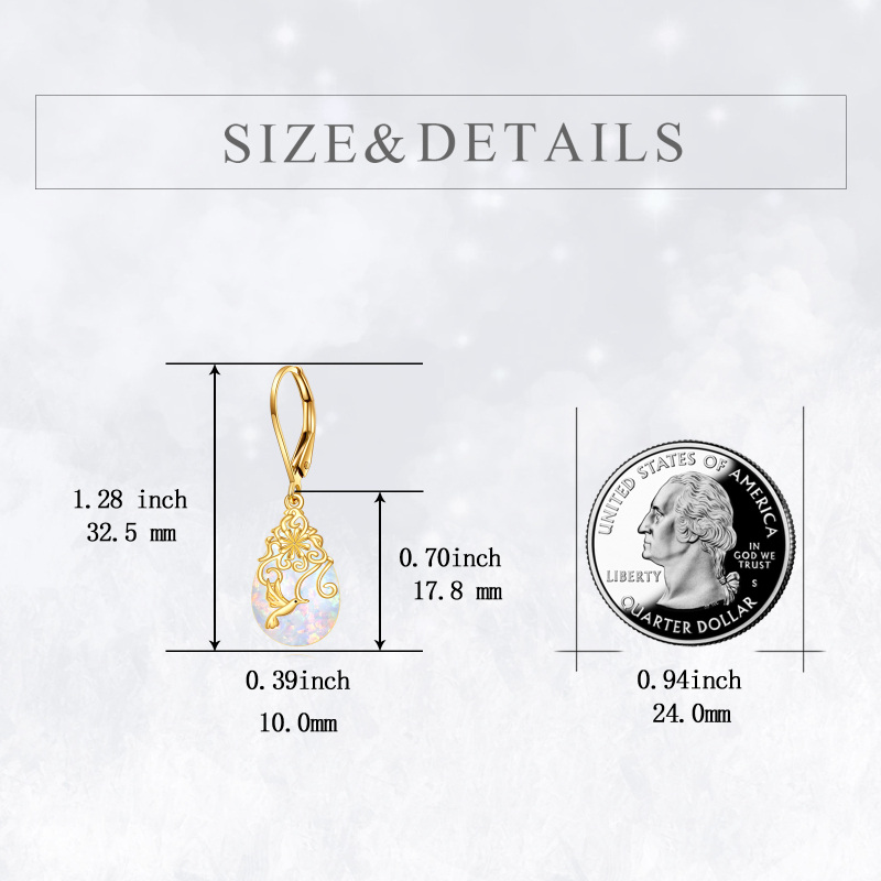 Orecchini a monachella con colibrì in oro bianco 10 carati e opale-5