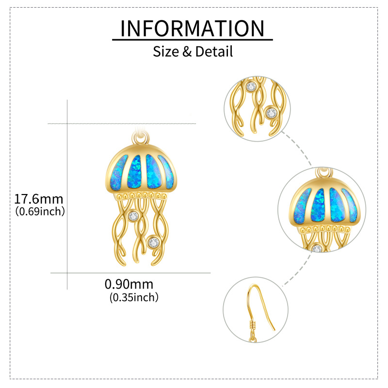 10K White Gold Cubic Zirconia & Opal Jellyfish Drop Earrings-5