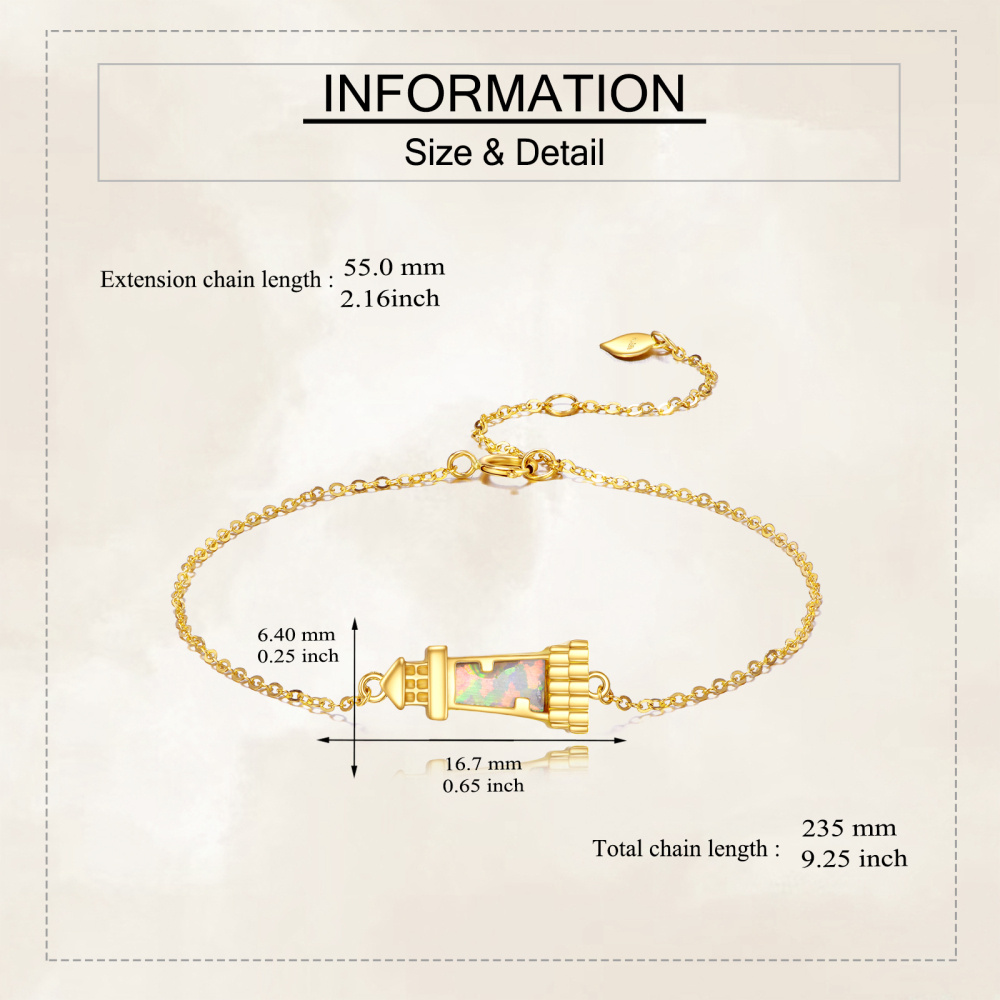 10K Gold Opal Lighthouse Charm Bracelet-5