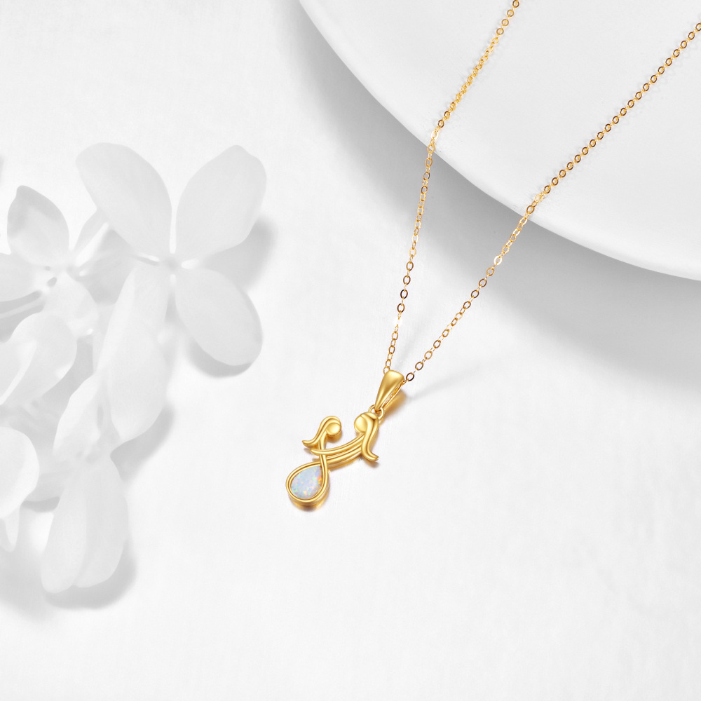 10K Gold Opal Mother & Daughter Pendant Necklace-4