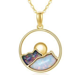 10K Gold Opal Mountains Pendant Necklace-41