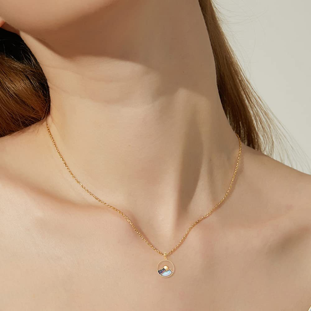 10K Gold Opal Mountains Pendant Necklace-2