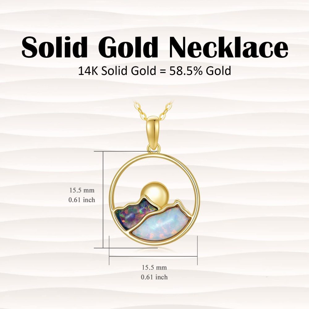 10K Gold Opal Mountains Pendant Necklace-5
