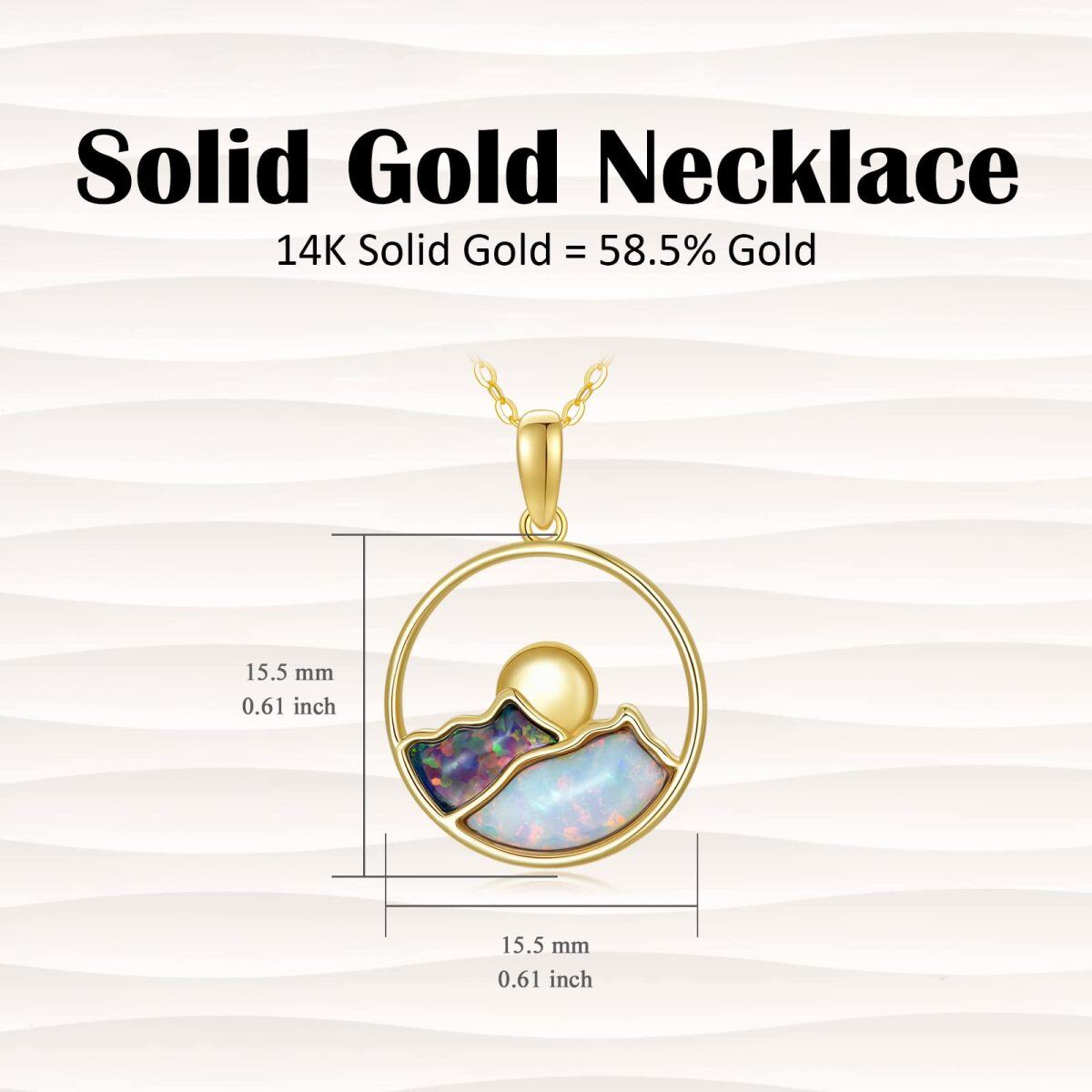 14K Gold Opal Berge Anhänger Halskette-5