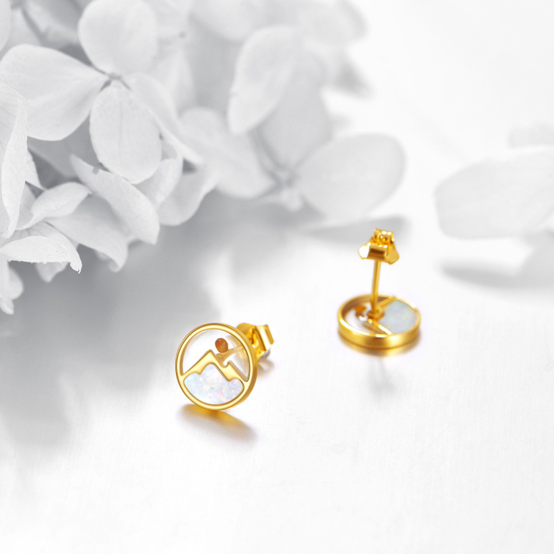 10K Gold Opal Mountains Stud Earrings-3