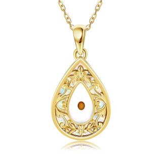 10K Gold Opal Mustard Seeds Necklace for Women-1