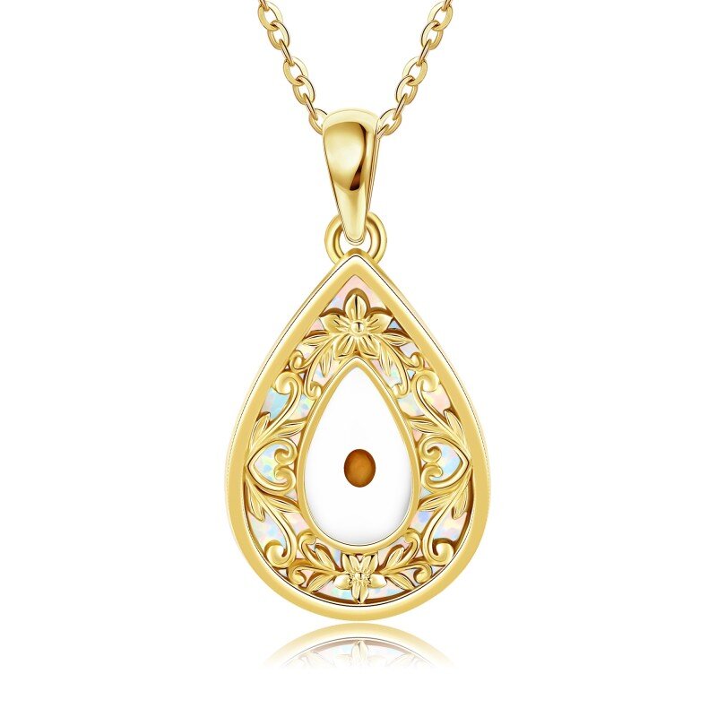 14K Gold Opal Mustard Seeds Necklace for Women-1