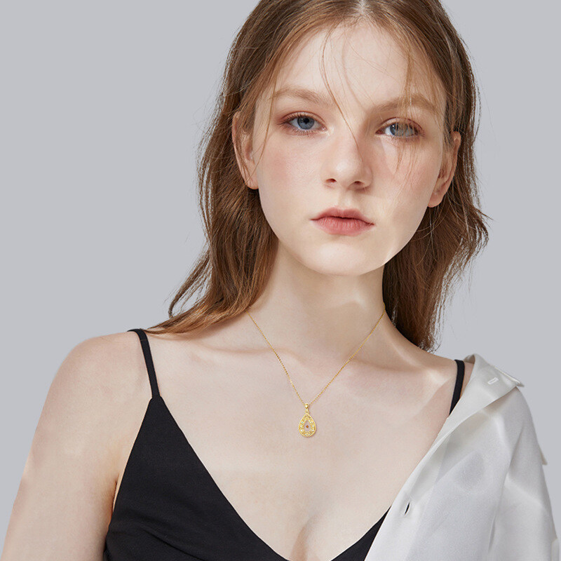 14K Gold Opal Mustard Seeds Necklace for Women-2