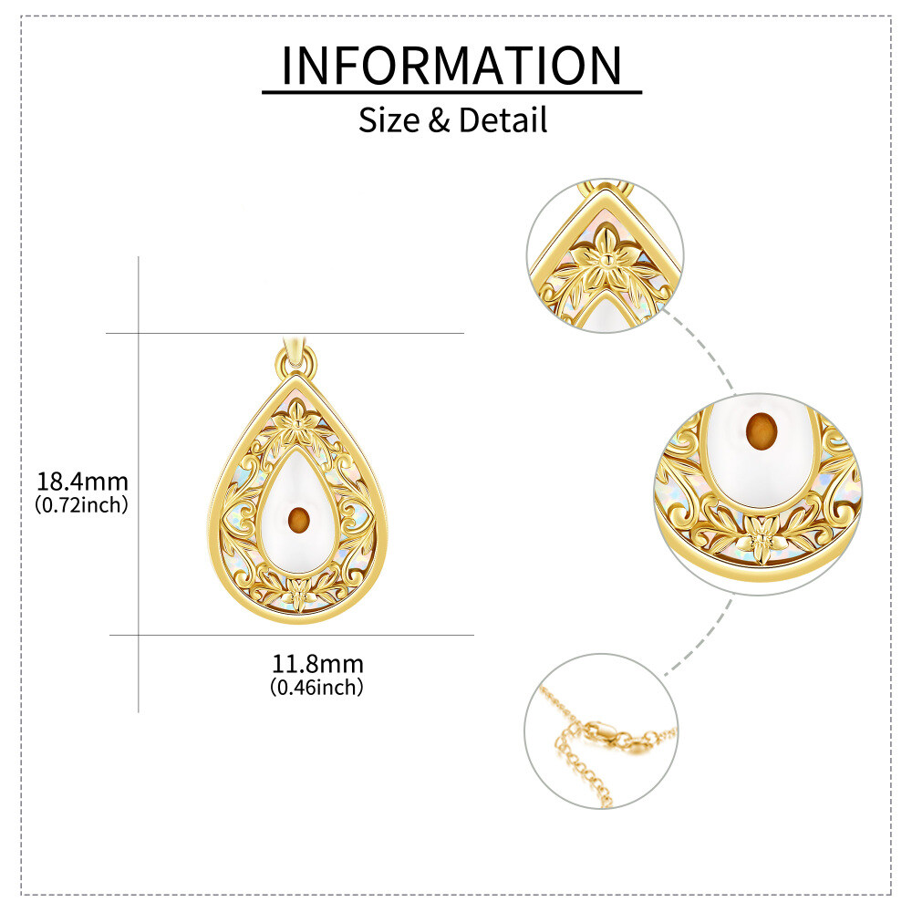 10K Gold Opal Mustard Seeds Necklace for Women-5