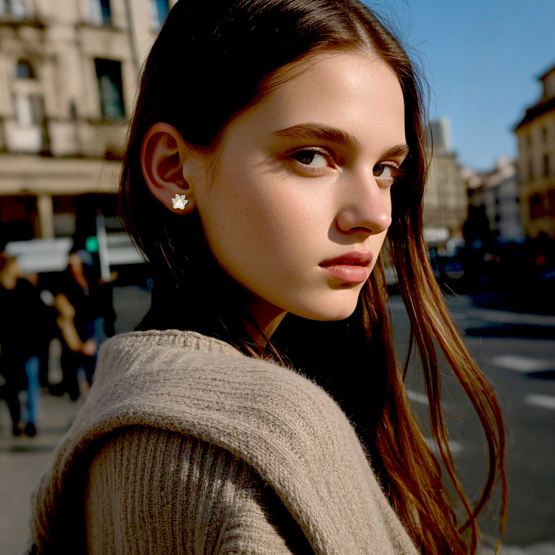 أقراط أذن من الذهب عيار 14 قيراطًا مرصعة بالزركونيا المكعبة من الأوبال للنساء-2