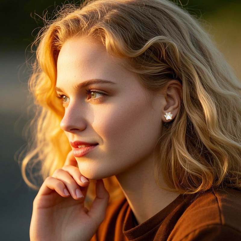 أقراط أذن من الذهب عيار 14 قيراطًا مرصعة بالزركونيا المكعبة من الأوبال للنساء-3