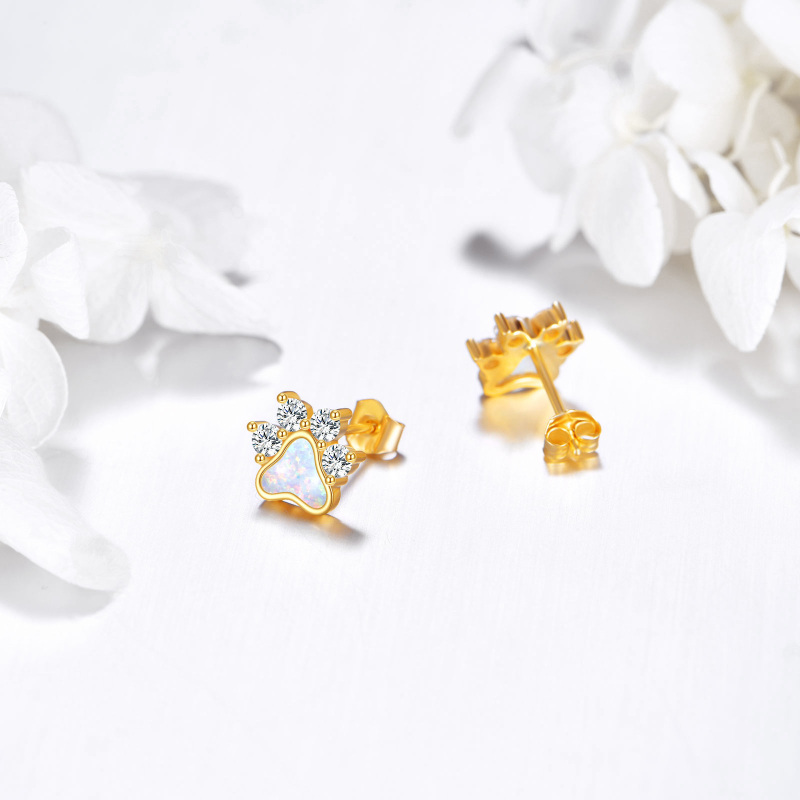 أقراط أذن من الذهب عيار 14 قيراطًا مرصعة بالزركونيا المكعبة من الأوبال للنساء-4