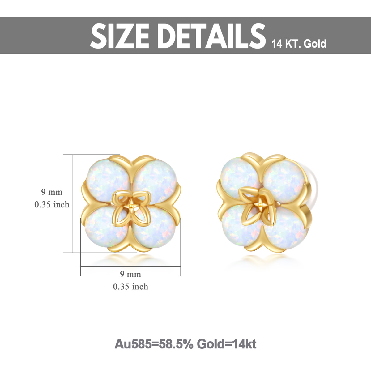 14K Gold Opal Pfirsichblüte Ohrstecker-5