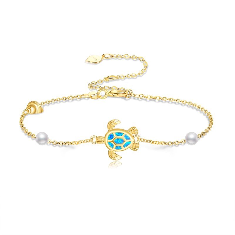 10K Gold Opal & Pearl Tortoise Bracelet for Women-9