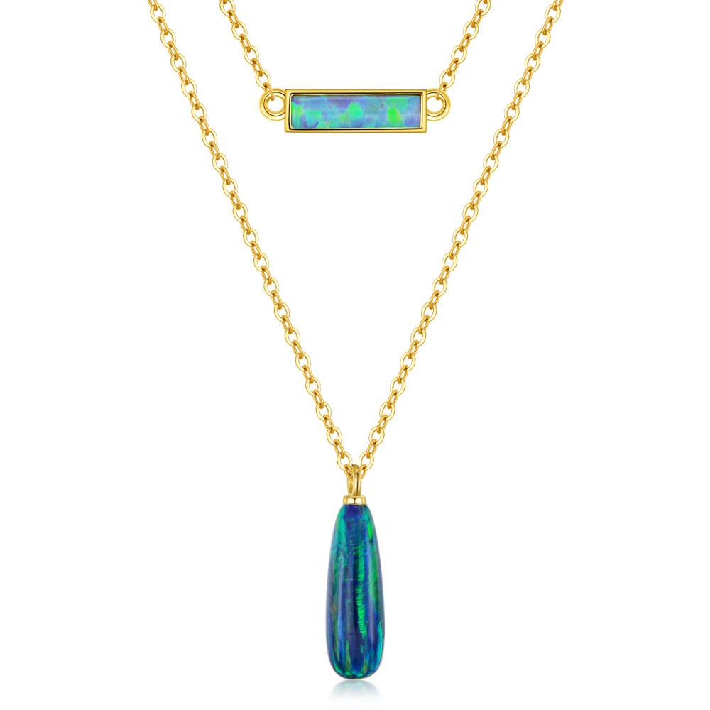 10K Gold Opal Pendant Necklace-1