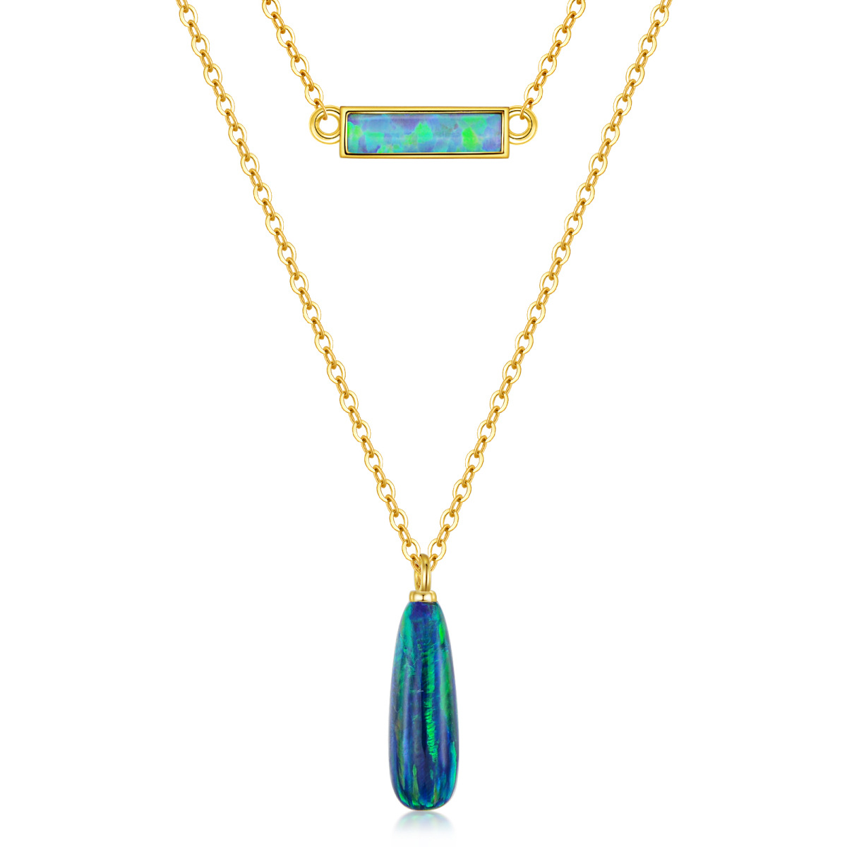 10K Gold Opal Pendant Necklace-1