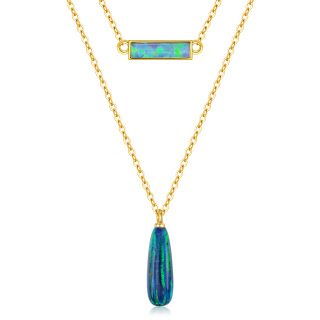 10K Gold Opal Pendant Necklace-20