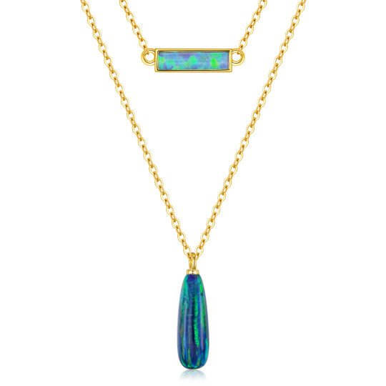 10K Gold Opal Pendant Necklace