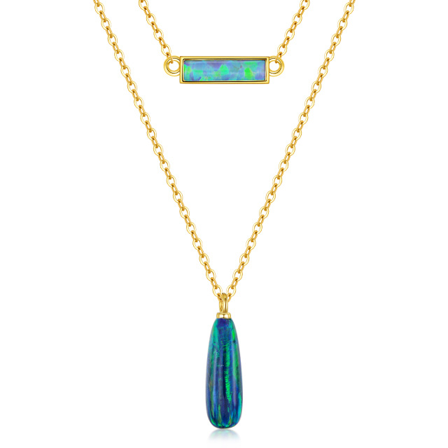 14K Gold Opal Pendant Necklace-1