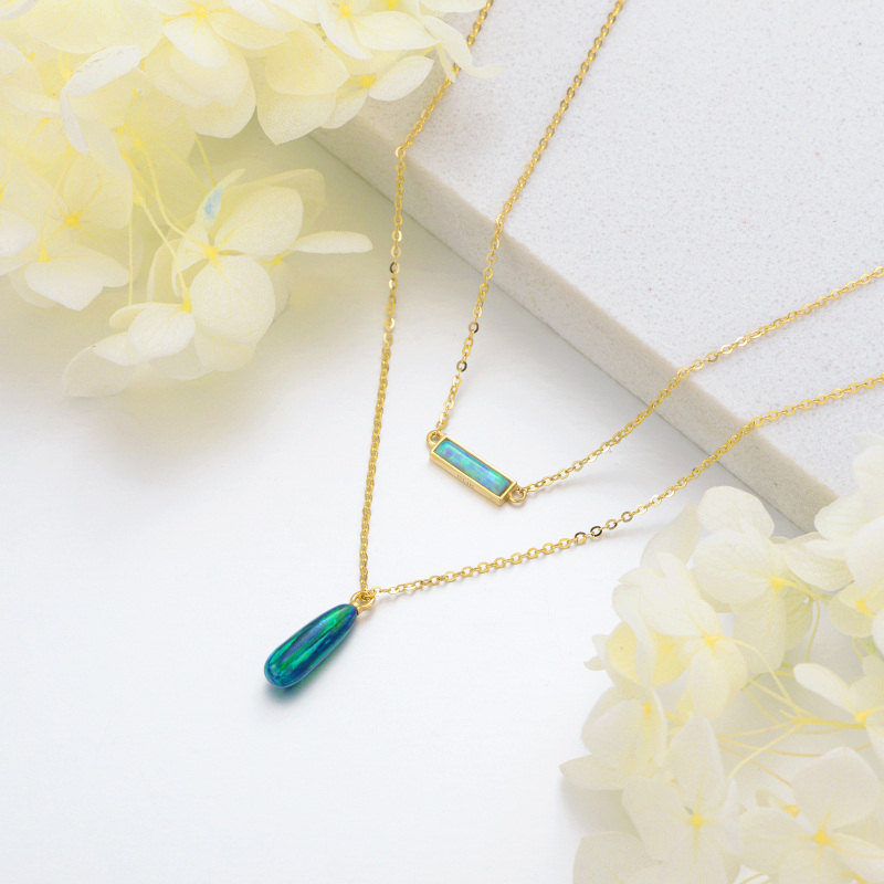 10K Gold Opal Pendant Necklace-4