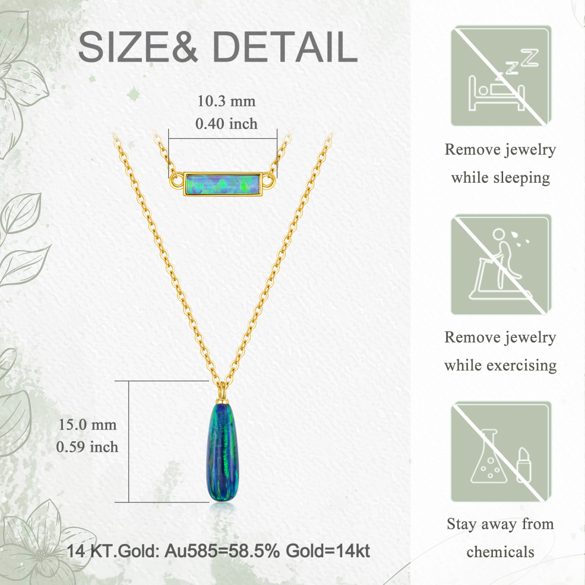 18K Gold Opal Pendant Necklace-5