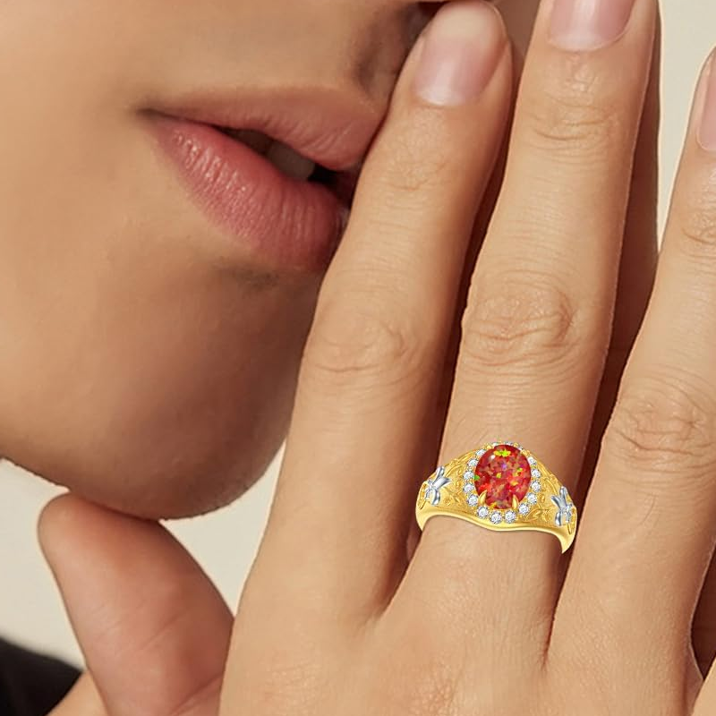 Verlobungsring aus 14 Karat Weißgold mit ovalem, im Labor hergestelltem Diamanten und Edelsteinen, 1,3 bis 5,3 Karat TW-3