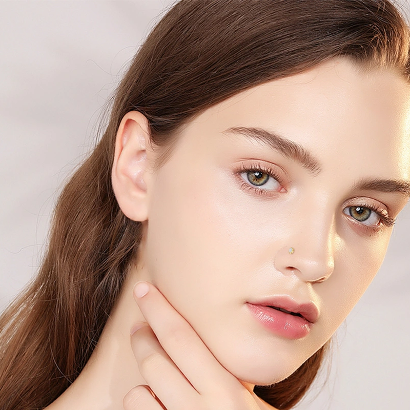 Anneau de nez rond en or 14 carats et opale-2