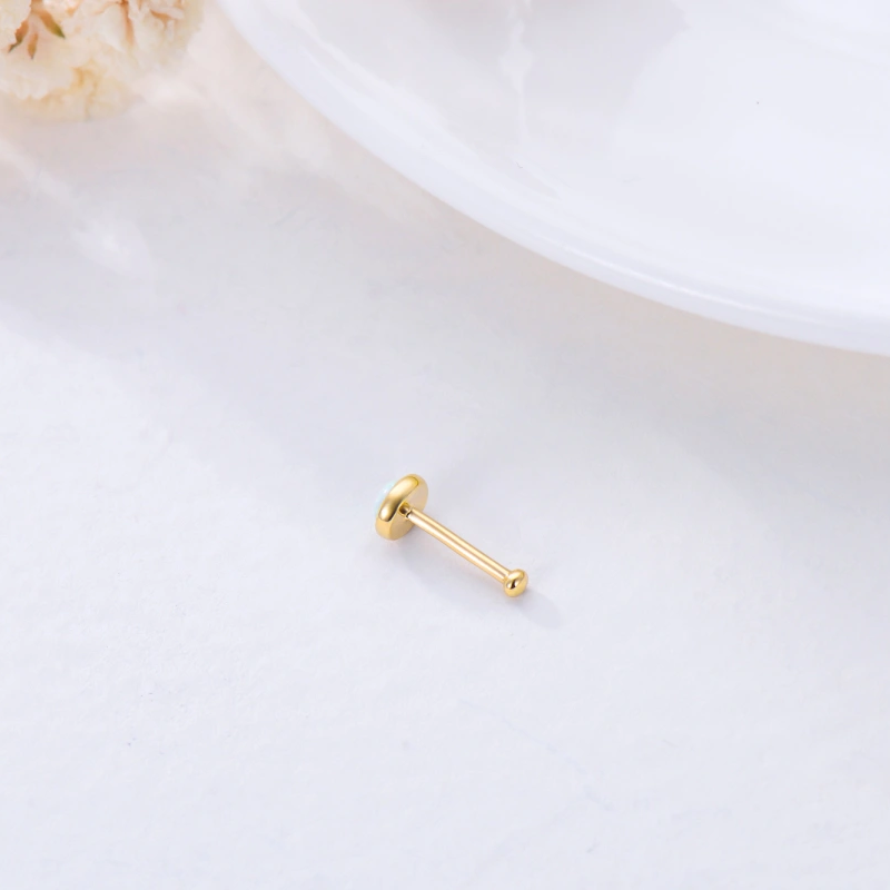 Anneau de nez rond en or 14 carats et opale-3