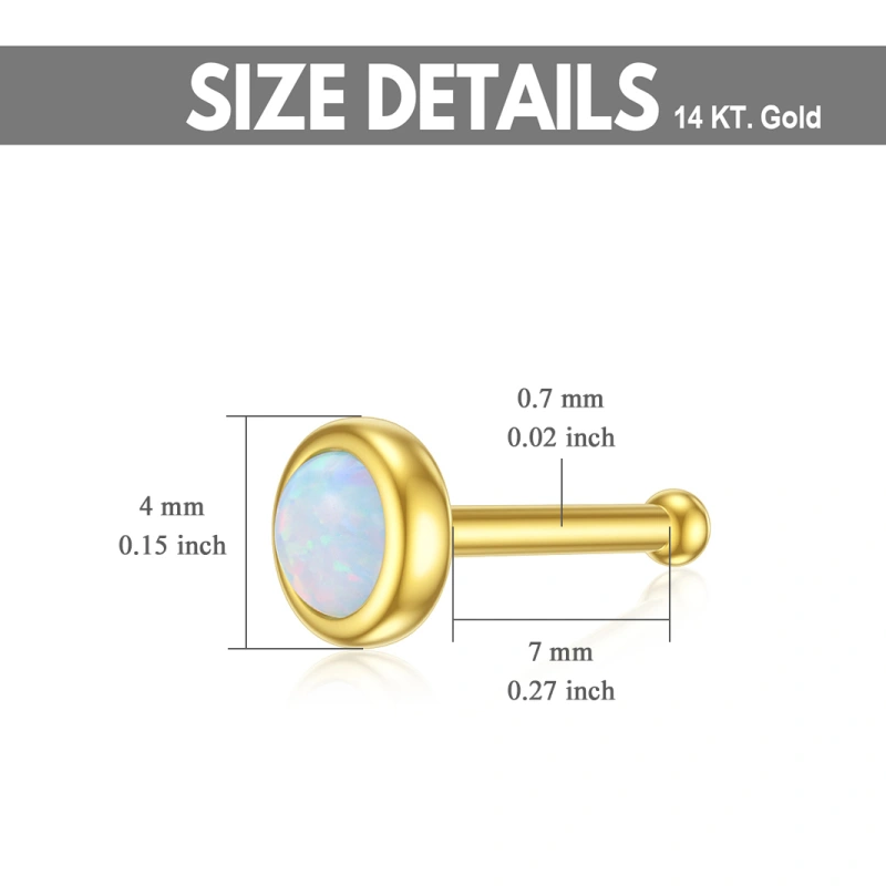Anneau de nez rond en or 14 carats et opale-5