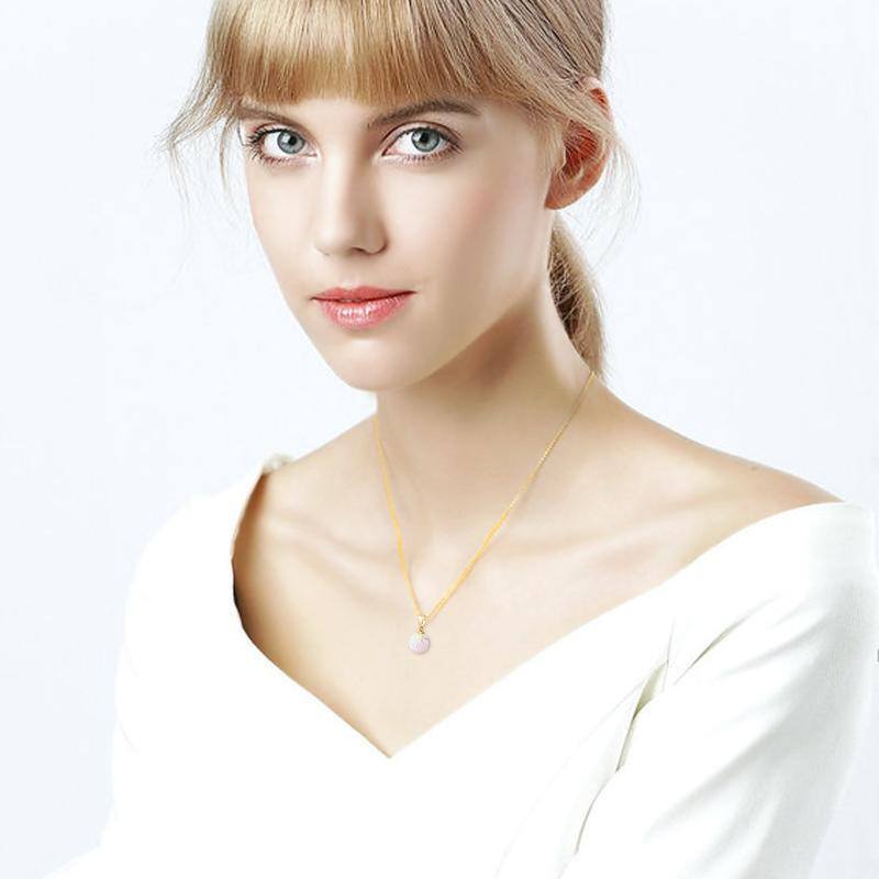 10K Gold Opal Round Pendant Necklace-2