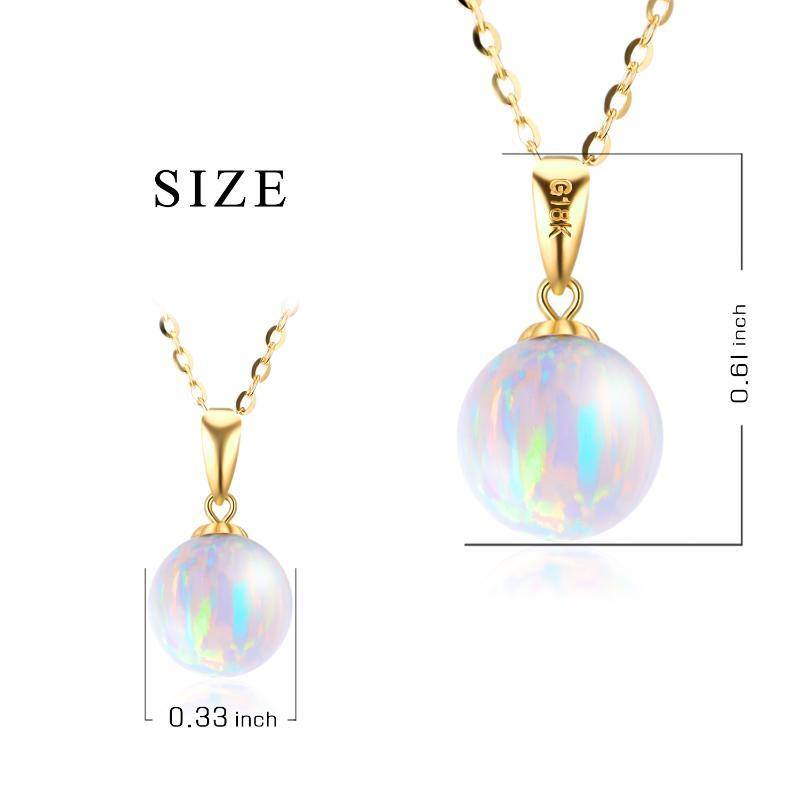 14K Gold Opal Round Pendant Necklace-5