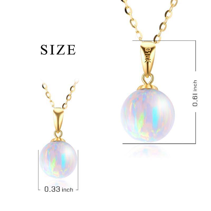 10K Gold Opal Round Pendant Necklace-5