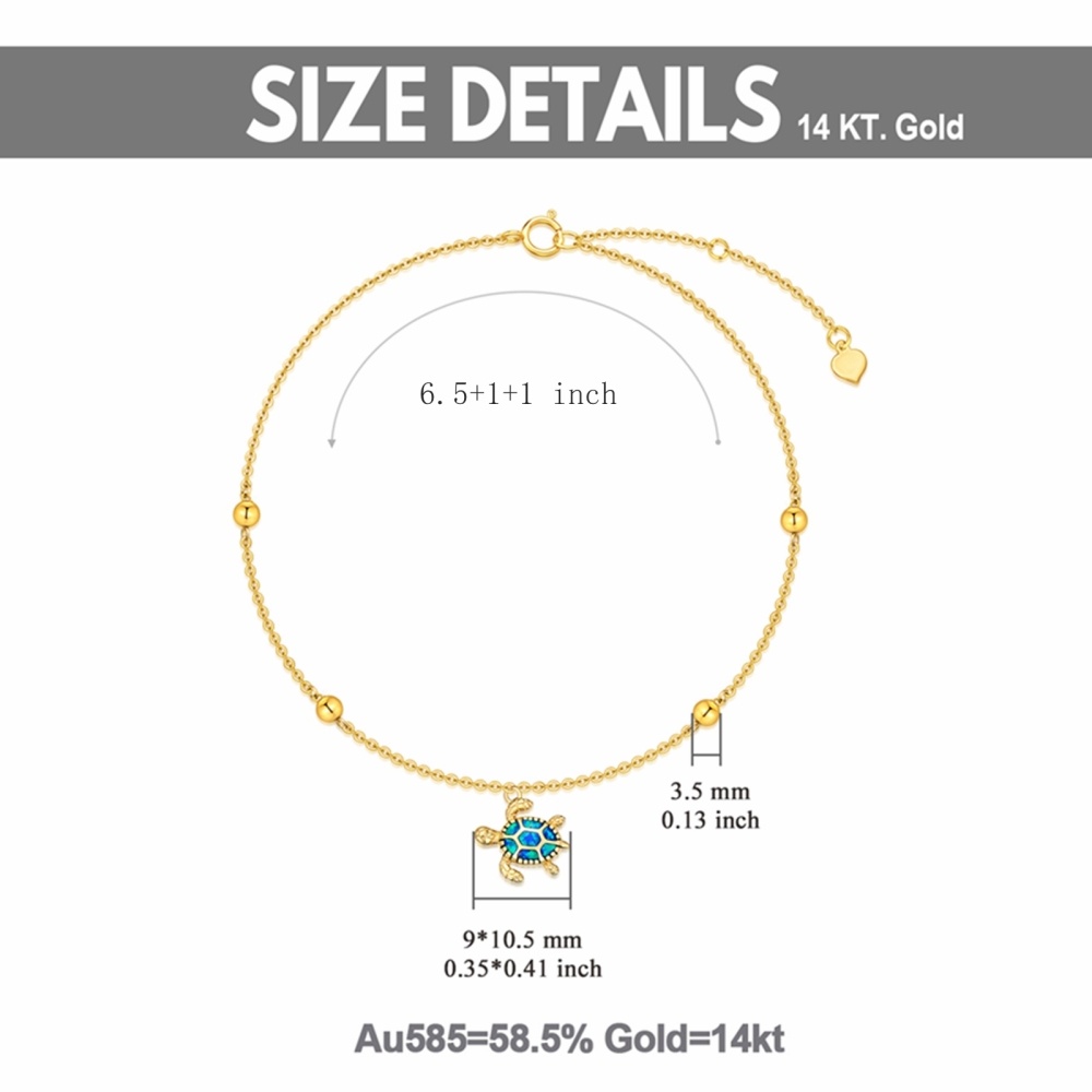 Pulseira de prata de lei com pendente de tartaruga marinha de opala banhada a ouro amarelo-5