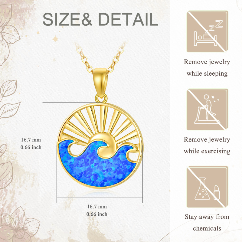 10K White Gold Opal Spray & Sun Pendant Necklace-5