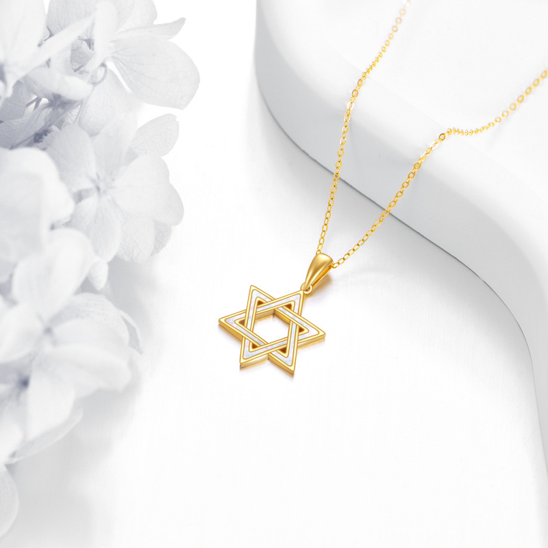 14K Gold Opal Star Of David Pendant Necklace-3