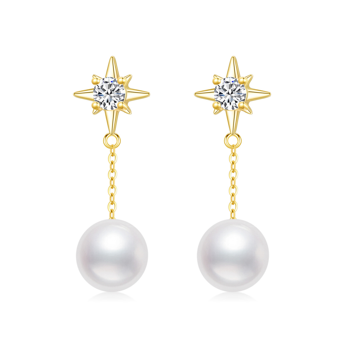 10K Gold Opal Star Drop Earrings-1