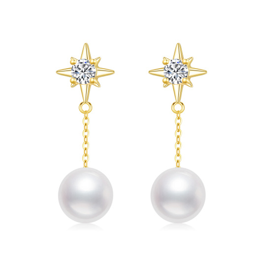 10K Gold Opal Star Drop Earrings