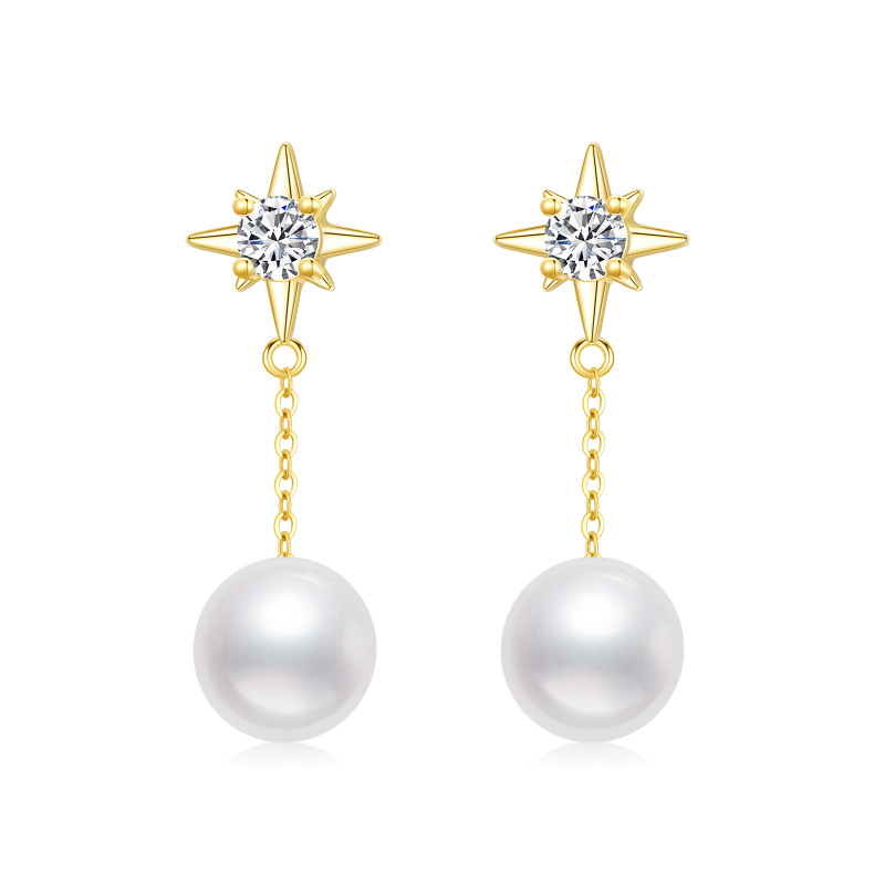 10K Gold Opal Star Drop Earrings-2