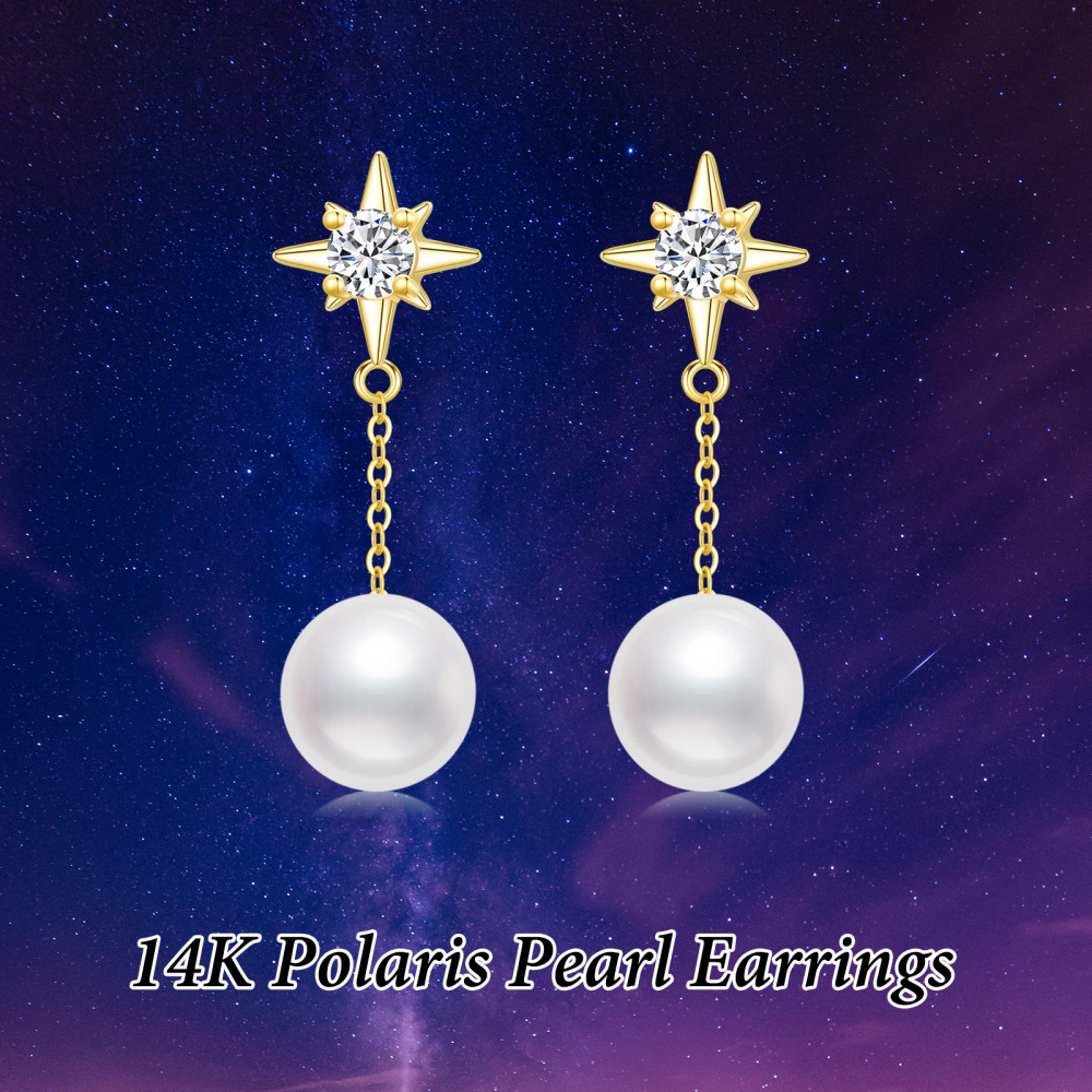 10K Gold Opal Star Drop Earrings-6