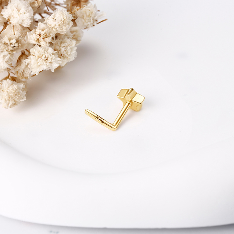 Anillo nasal de estrella de ópalo de oro de 10 quilates-4