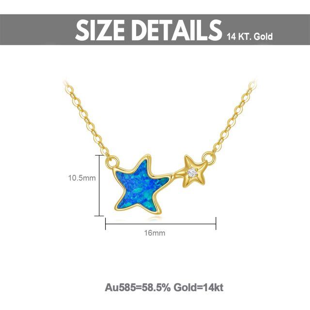 Colar com pingente de estrela do mar em opala de ouro 14K-6